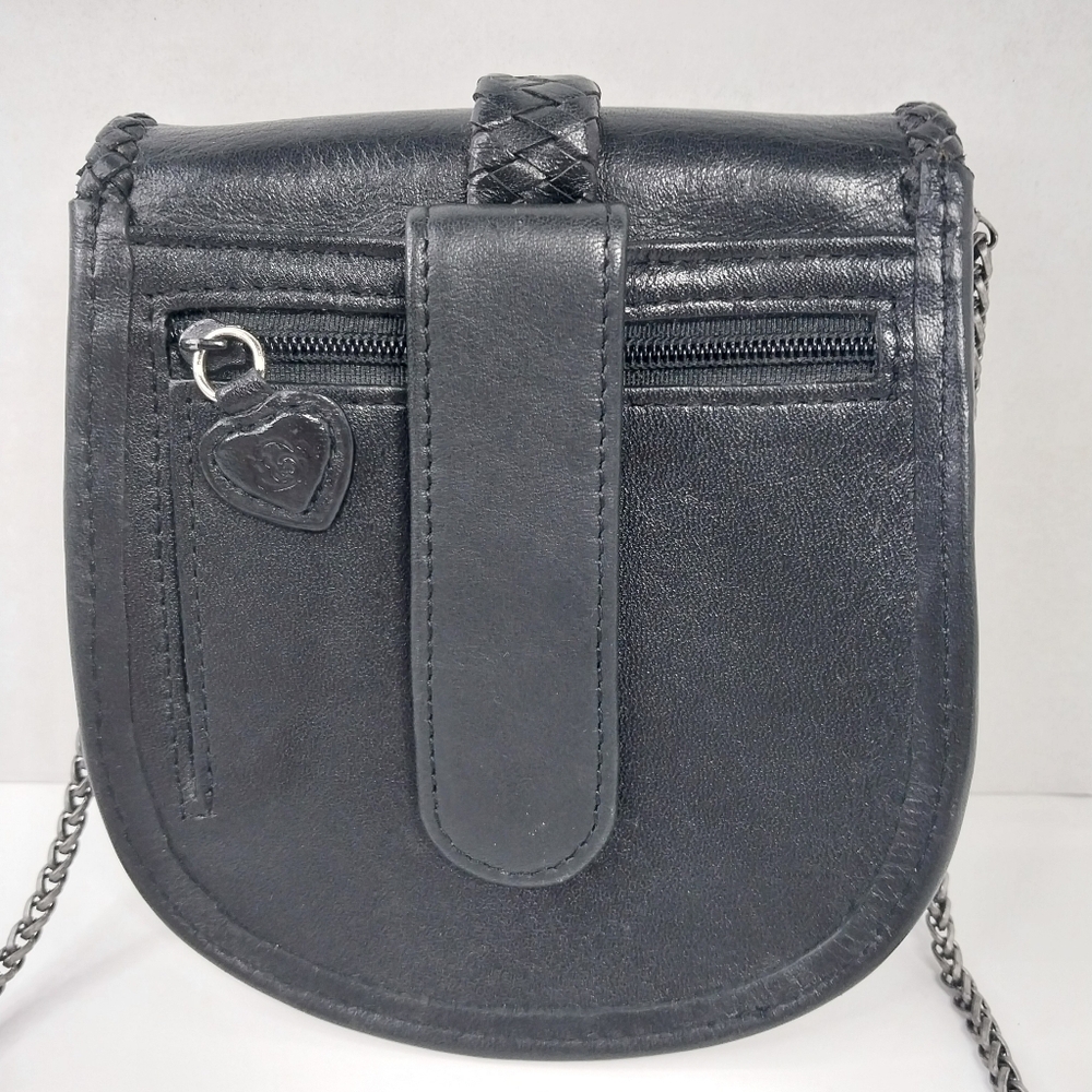 Vtg Home Interiors Special Edition Black Leather Mini Shoulder bag Metal Chain - Picture 5 of 10
